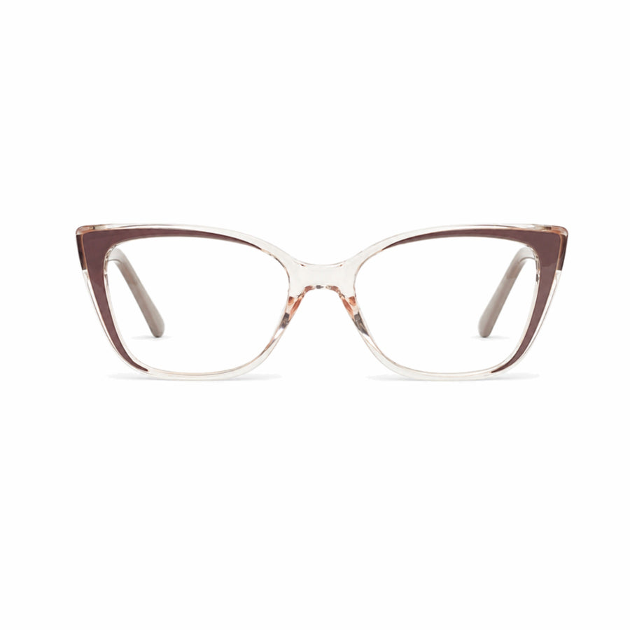 DOZY 35503 Women's Cat-Eye Optical Frame in Taupe Clear — front view