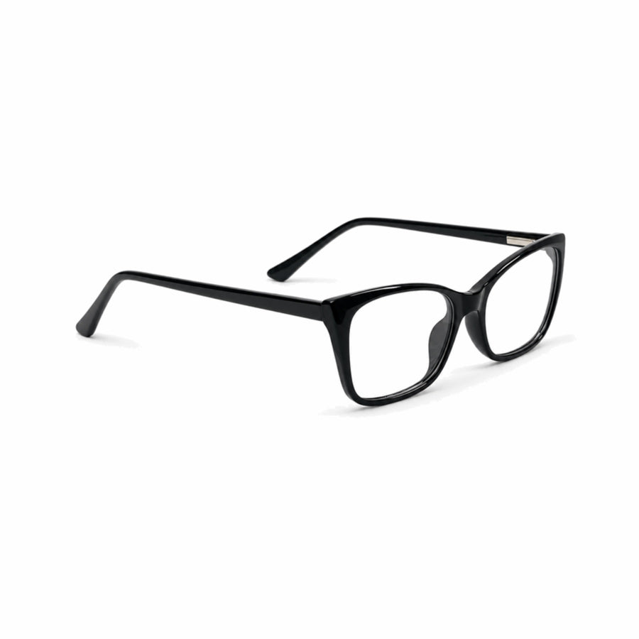 DOZY 35505 Women's Cat-Eye Optical Frame in Black — three-quarter view (opposite side)