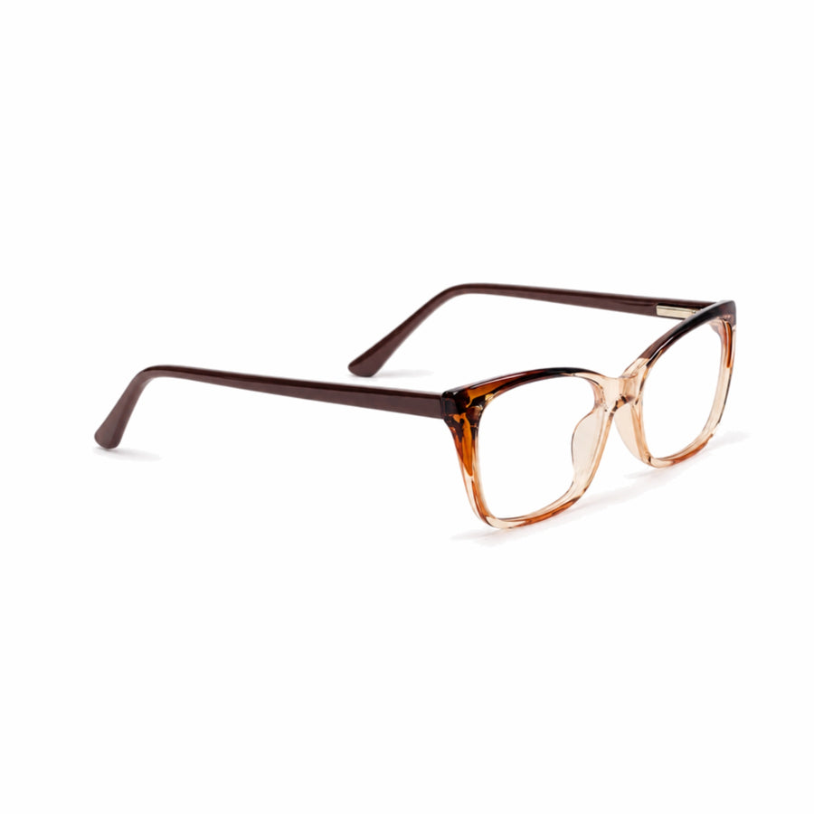 DOZY 35505 Women's Cat-Eye Optical Frame in Brown Peach — three-quarter view (opposite side)