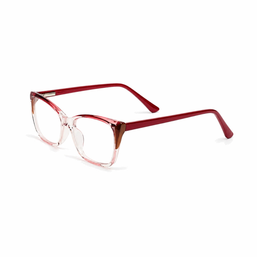 DOZY 35505 Women's Cat-Eye Optical Frame in Red Pink — three-quarter view