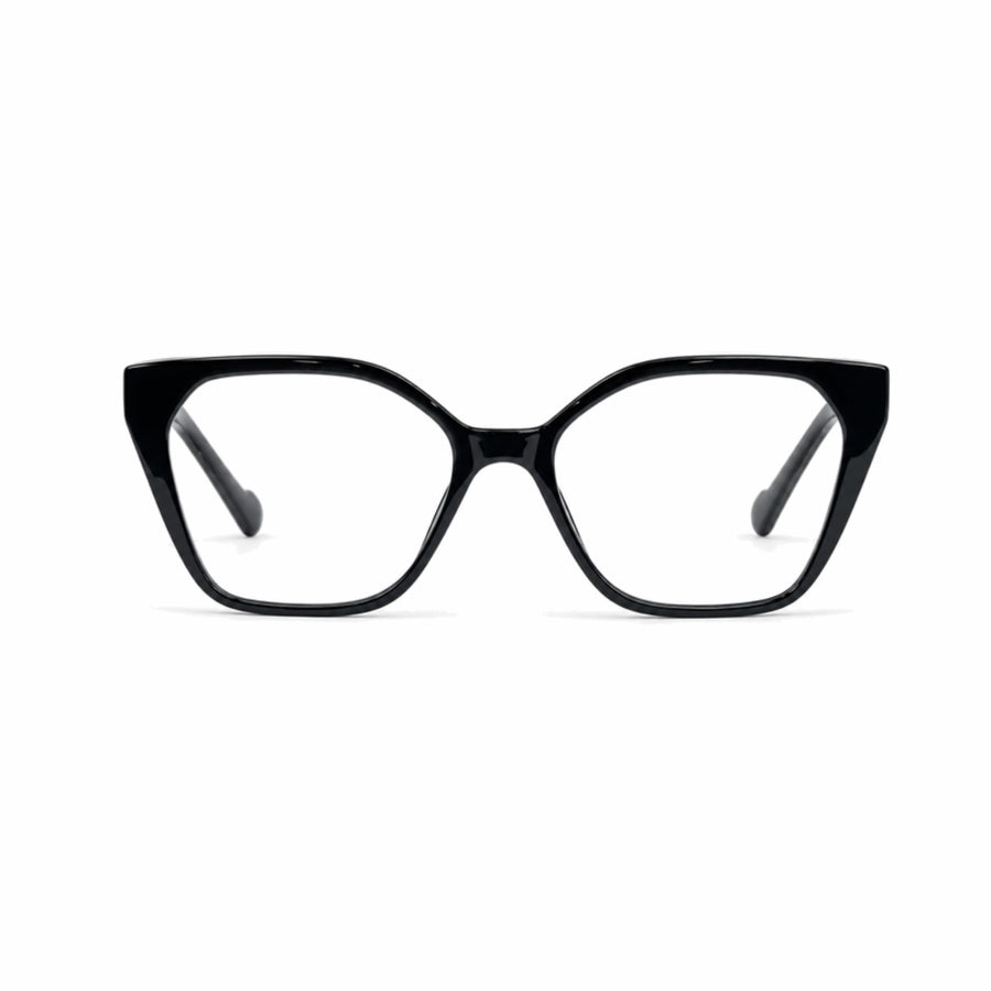 DOZY 35506 Women's Geometric Optical Frame in Black — front view