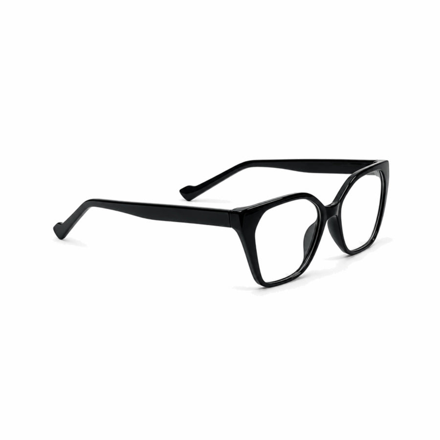 DOZY 35506 Women's Geometric Optical Frame in Black — three-quarter view (opposite side)