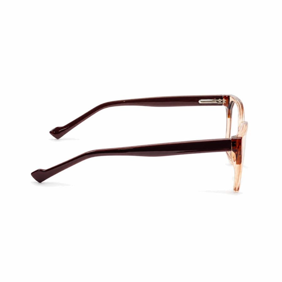 DOZY 35506 Women's Geometric Optical Frame in Brown Crystal — side view
