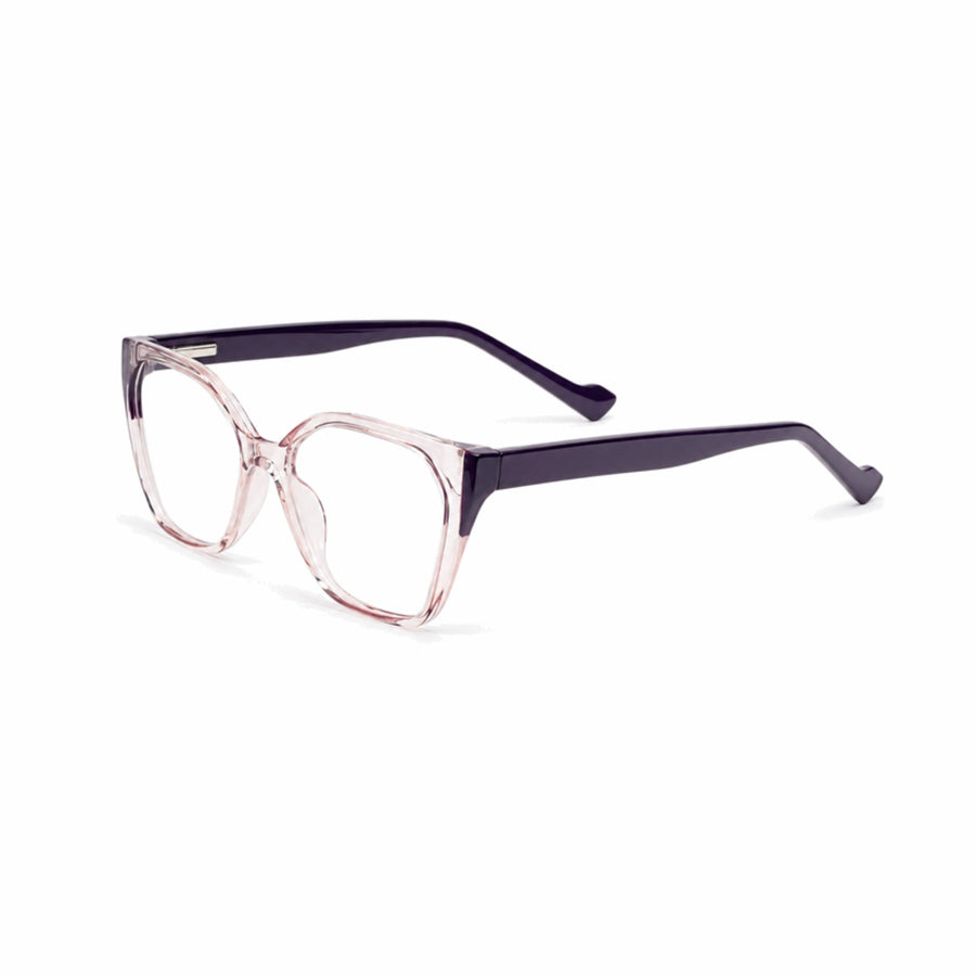 DOZY 35506 Women's Geometric Optical Frame in Purple Pink — three-quarter view