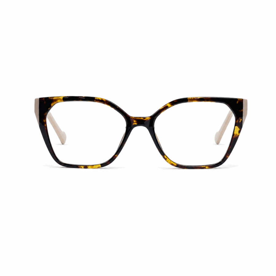 DOZY 35506 Women's Geometric Optical Frame in Tortoise — front view