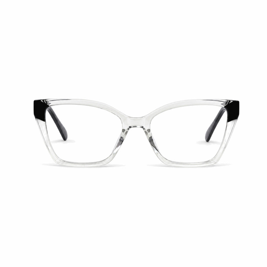 DOZY 35508 Women's Cat-Eye Optical Frame in Black Clear — front view
