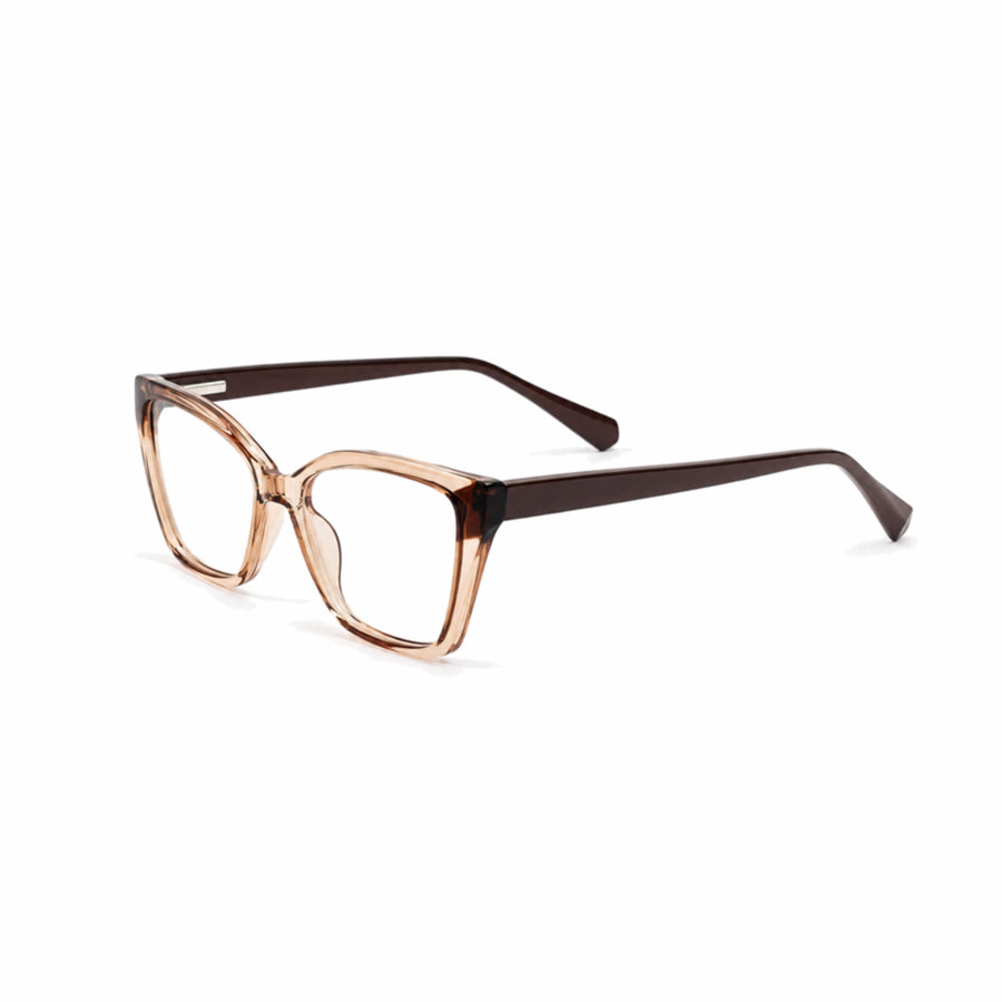 DOZY 35508 Women's Cat-Eye Optical Frame in Brown Peach — three-quarter view