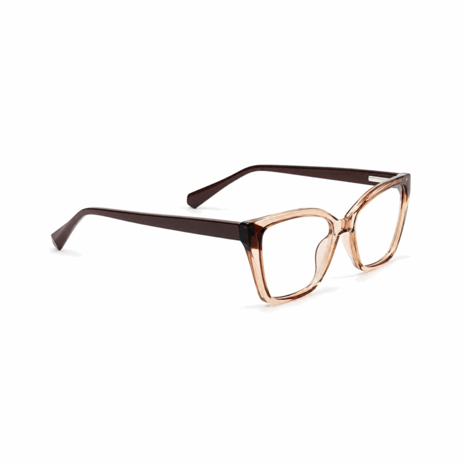 DOZY 35508 Women's Cat-Eye Optical Frame in Brown Peach — three-quarter view (opposite side)