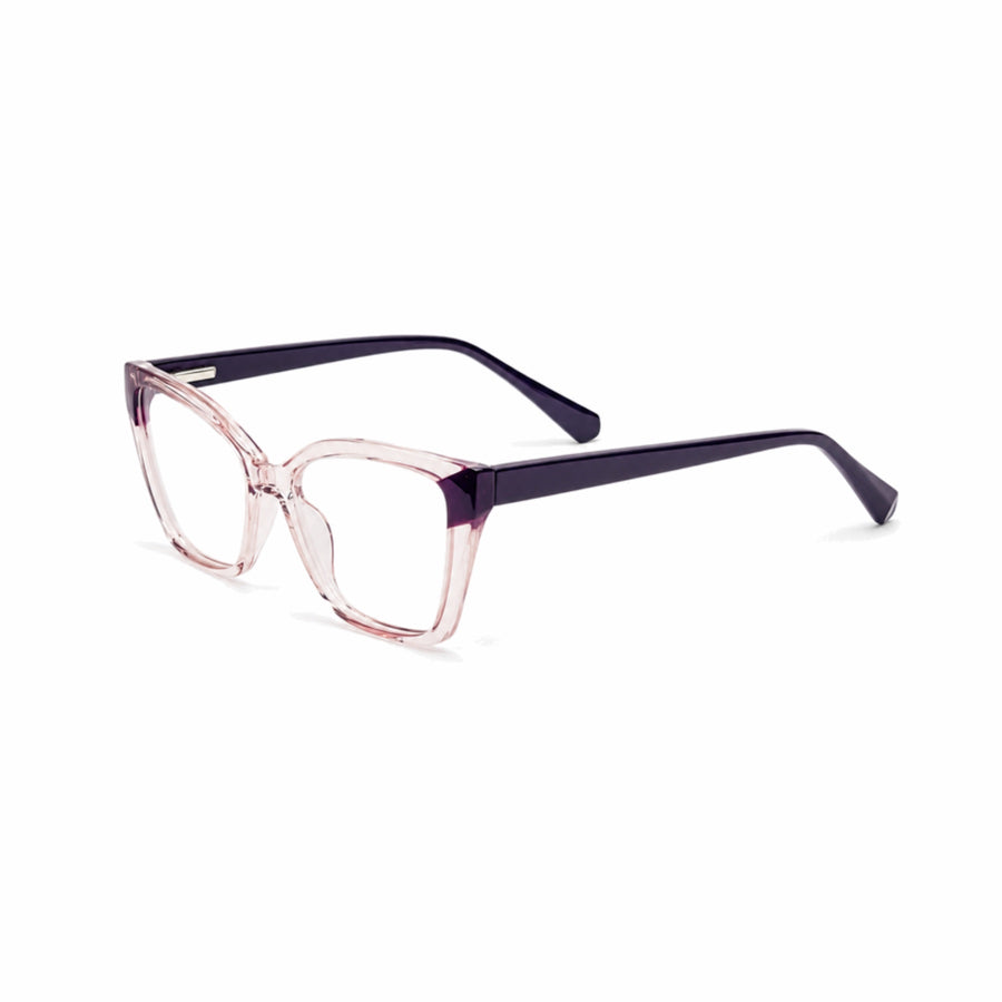DOZY 35508 Women's Cat-Eye Optical Frame in Purple Pink — three-quarter view