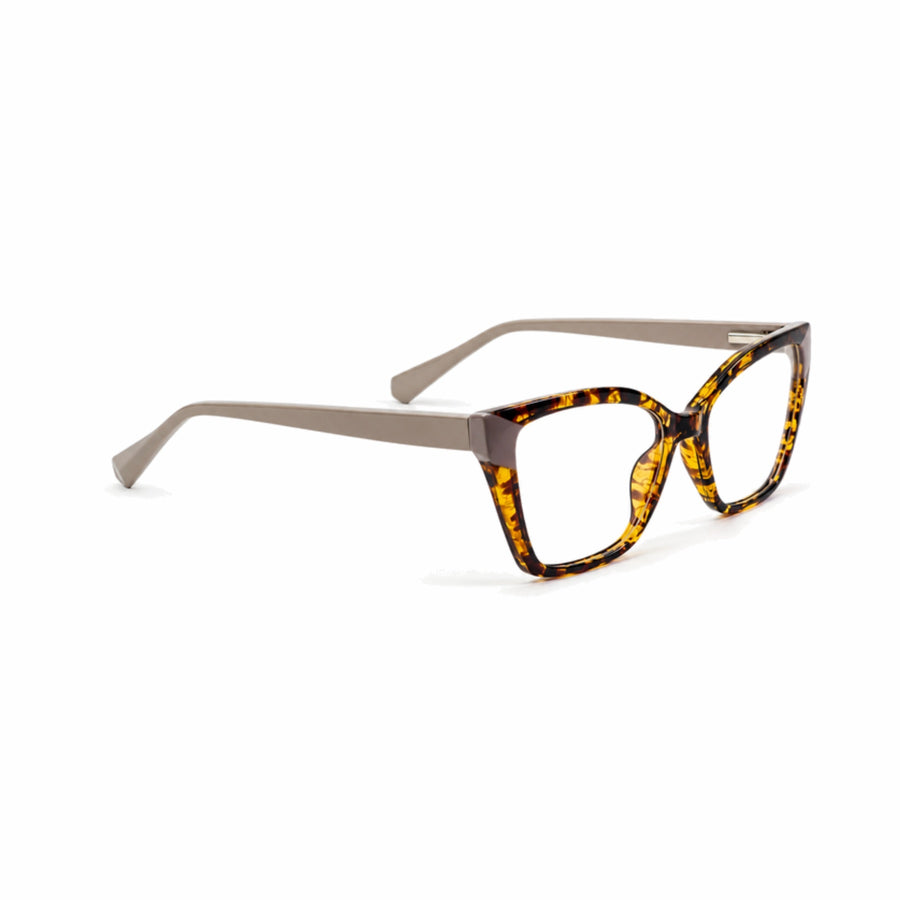 DOZY 35508 Women's Cat-Eye Optical Frame in Tortoise — three-quarter view (opposite side)