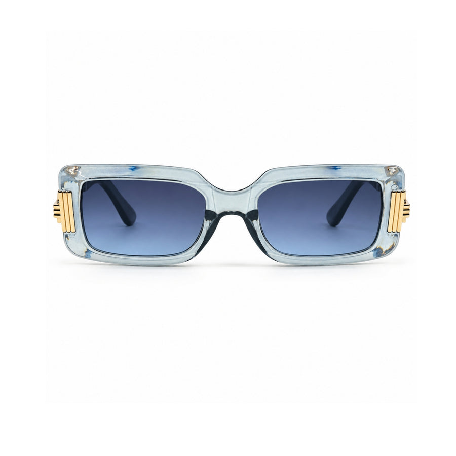 LH067 Rectangle Sunglasses in Translucent blue-grey / blue gradient — front view