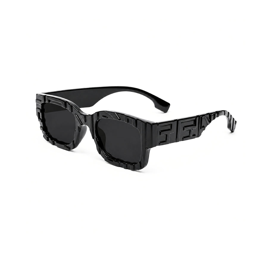 lh103 Rectangle Sunglasses in Black / grey — three-quarter view