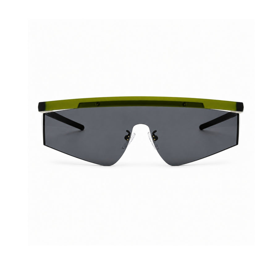 LH217 Shield-style Sunglasses in Olive / grey — front view