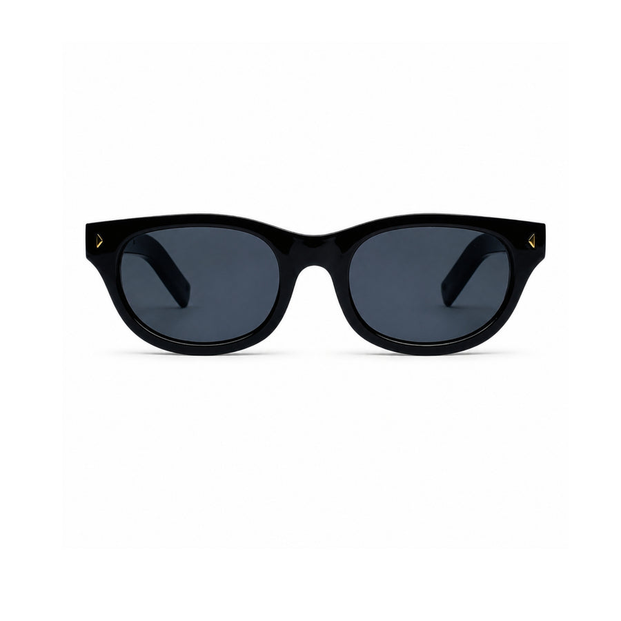 LH334 Rounded rectangle Sunglasses in Black / grey — front view