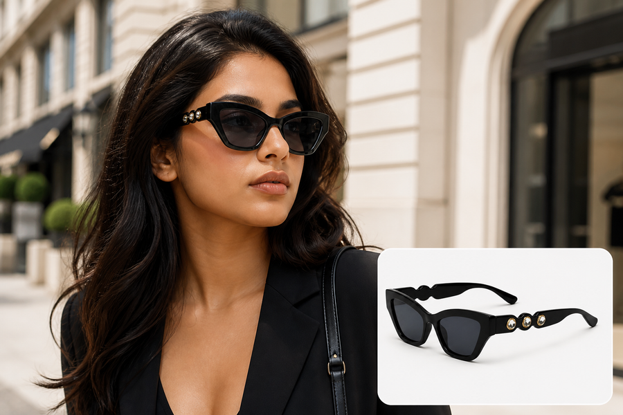 lh218 Cat-Eye Sunglasses — model wearing