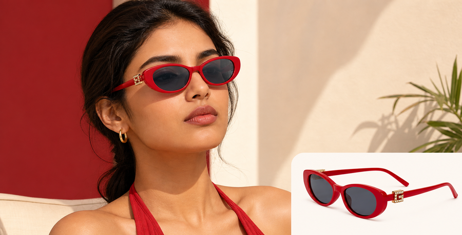lh274 Narrow oval Sunglasses — model wearing