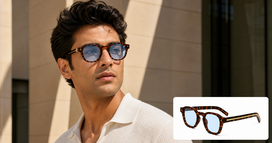 lh331 Rounded Square Sunglasses — model wearing