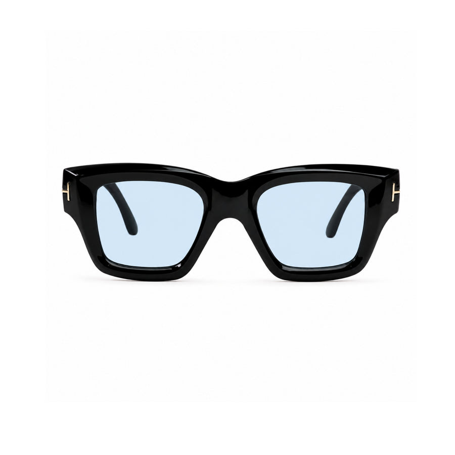 Verlin OS26 TF Square Full-Frame Sunglasses in Black / Light Blue — front view