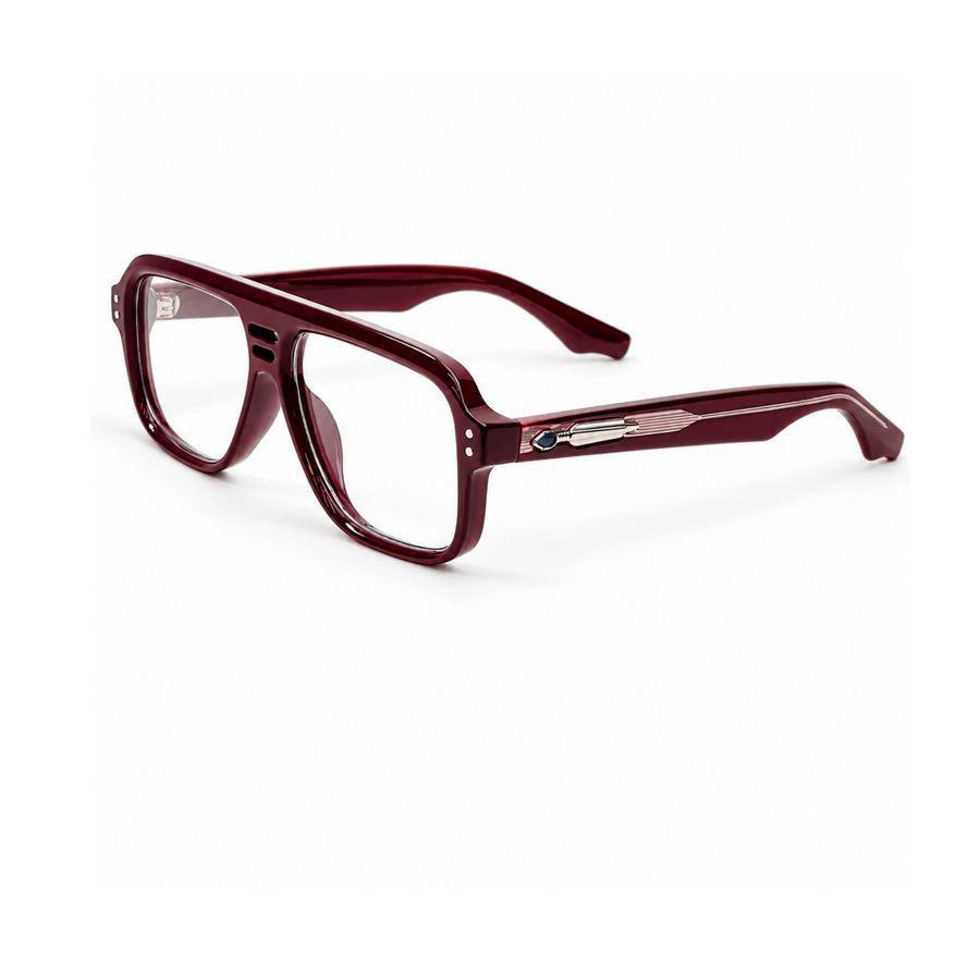 V002 VERLIN Navigator Optical Frame in Burgundy — three-quarter view