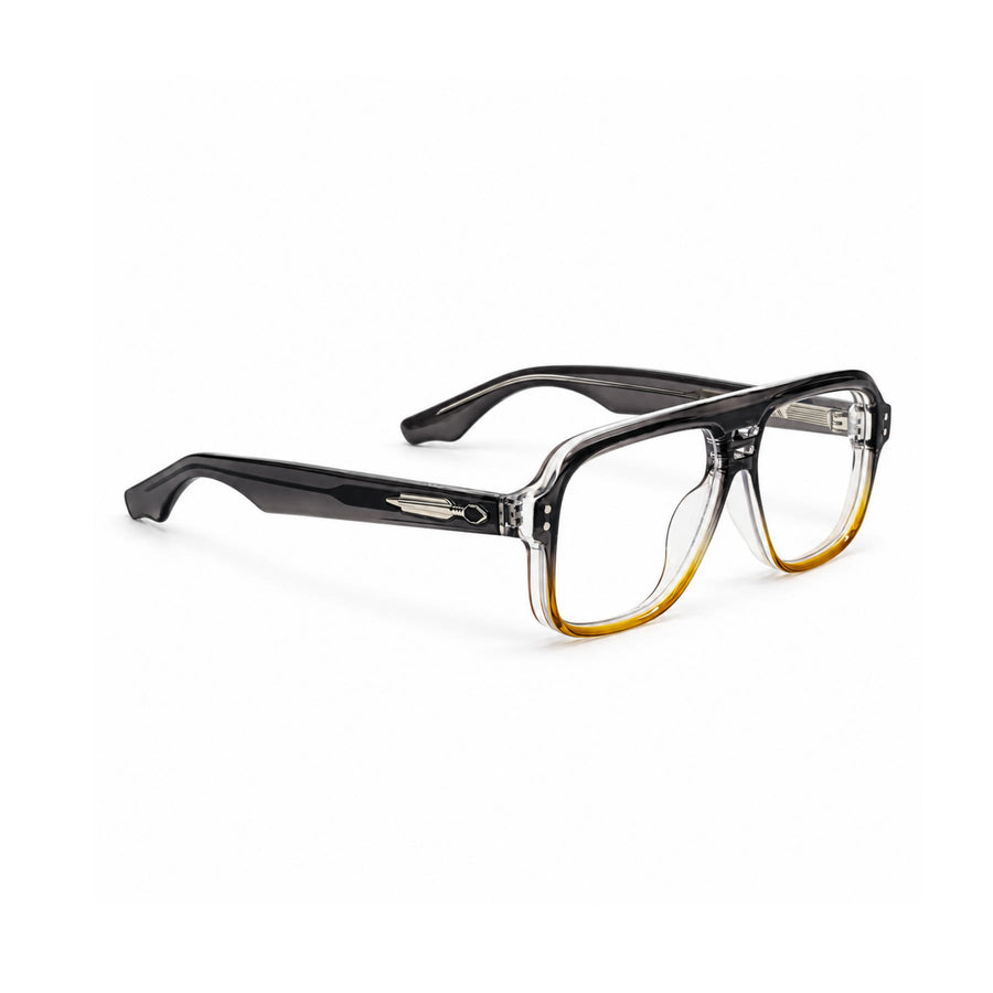 V002 VERLIN Navigator Optical Frame in Grey Amber — three-quarter view (opposite side)