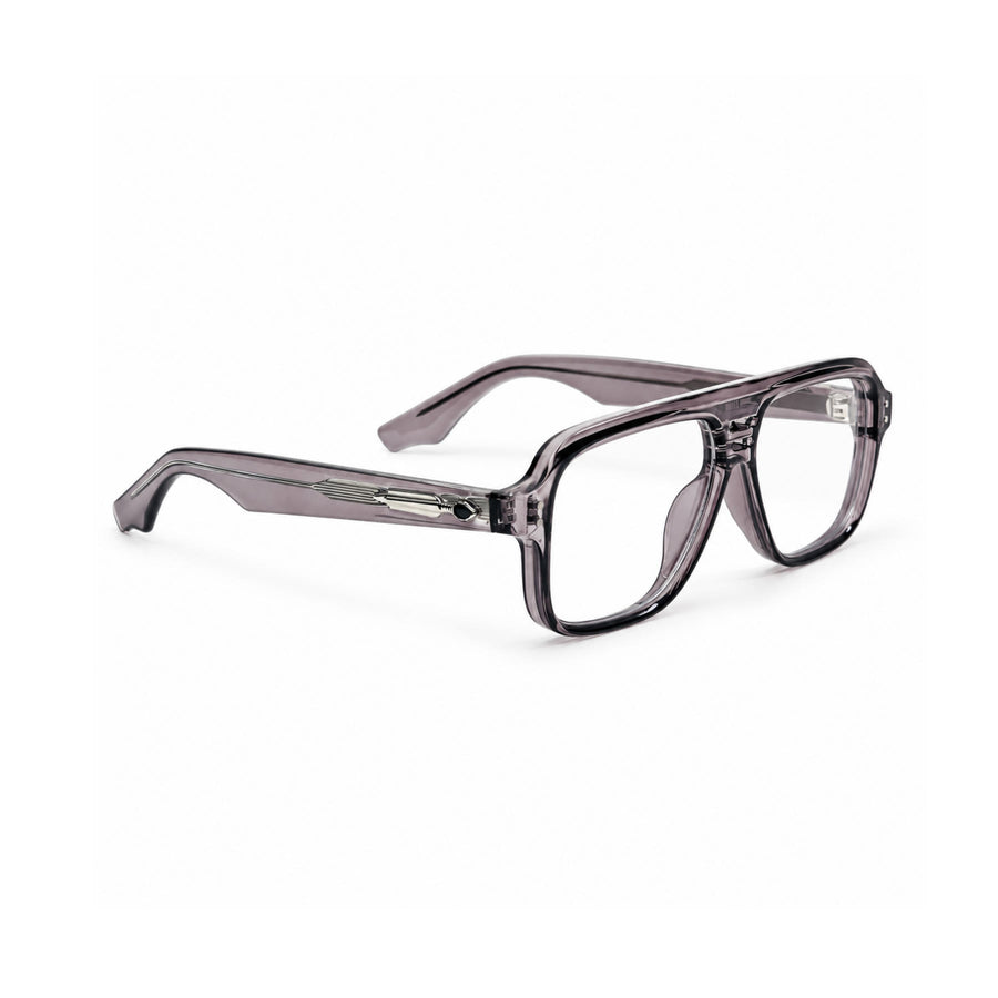 V002 VERLIN Navigator Optical Frame in Grey Crystal — three-quarter view (opposite side)