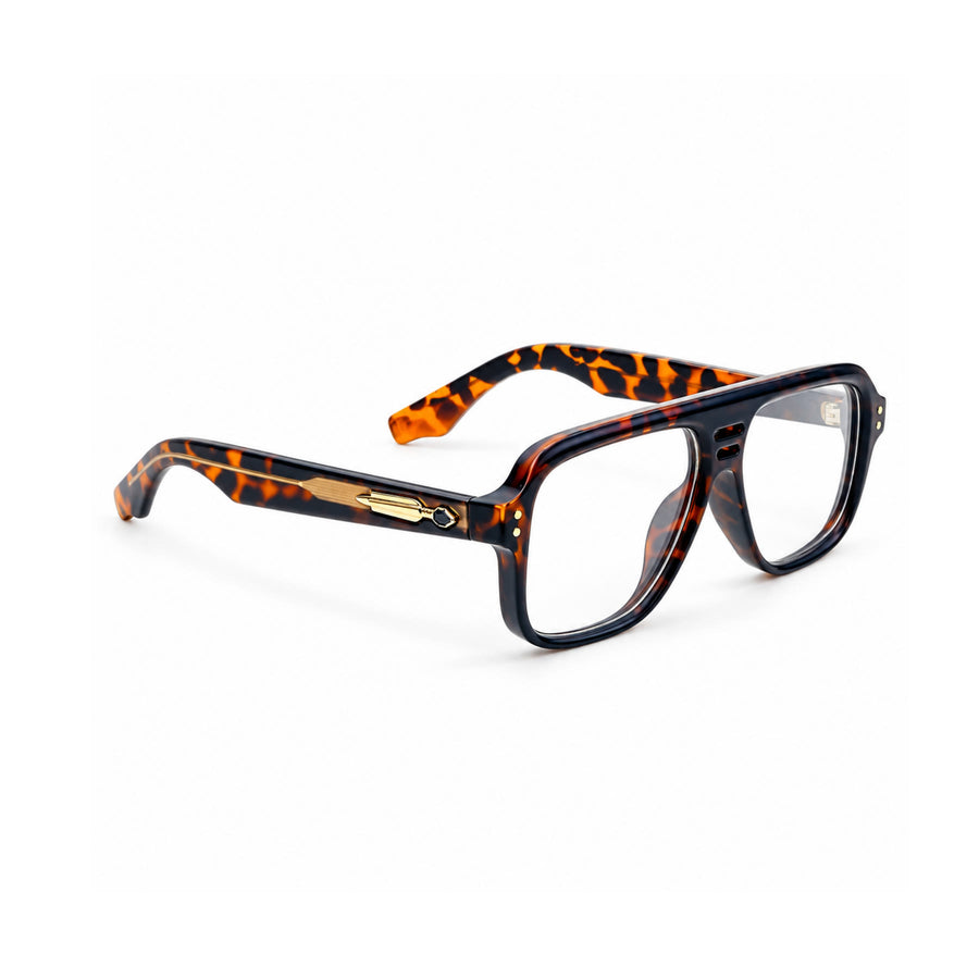 V002 VERLIN Navigator Optical Frame in Tortoise — three-quarter view (opposite side)