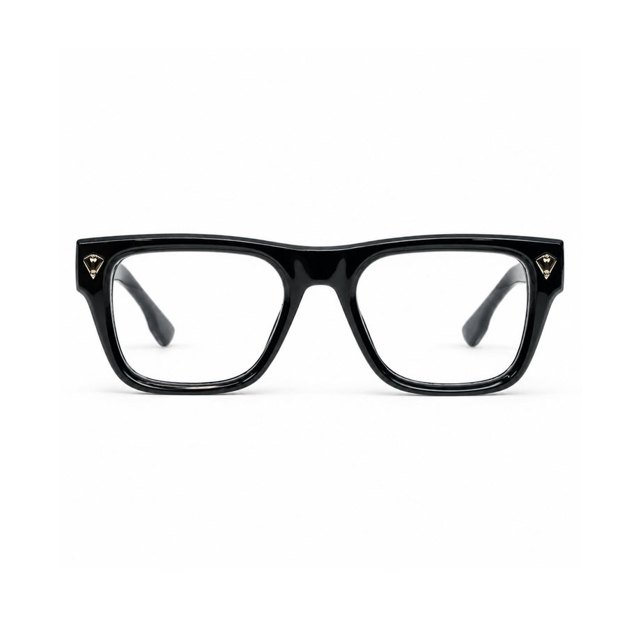 V003 VERLIN Rectangle Optical Frame in Black Gold — front view