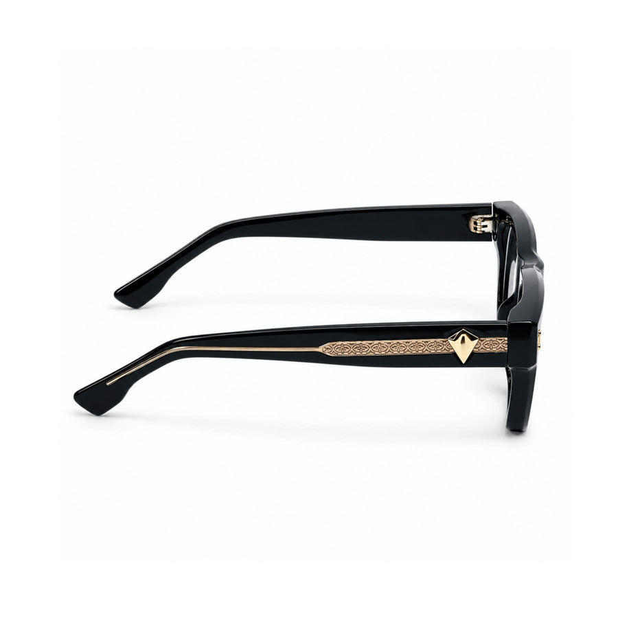 V003 VERLIN Rectangle Optical Frame in Black Gold — side view