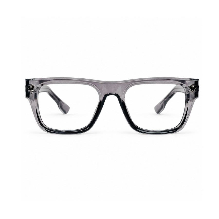 V003 VERLIN Rectangle Optical Frame in Grey Crystal — front view