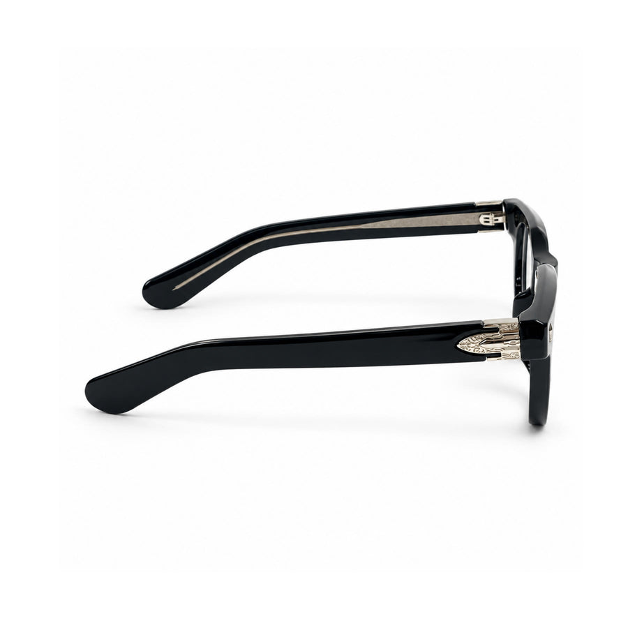V004 VERLIN Round Optical Frame in Black Silver — side view