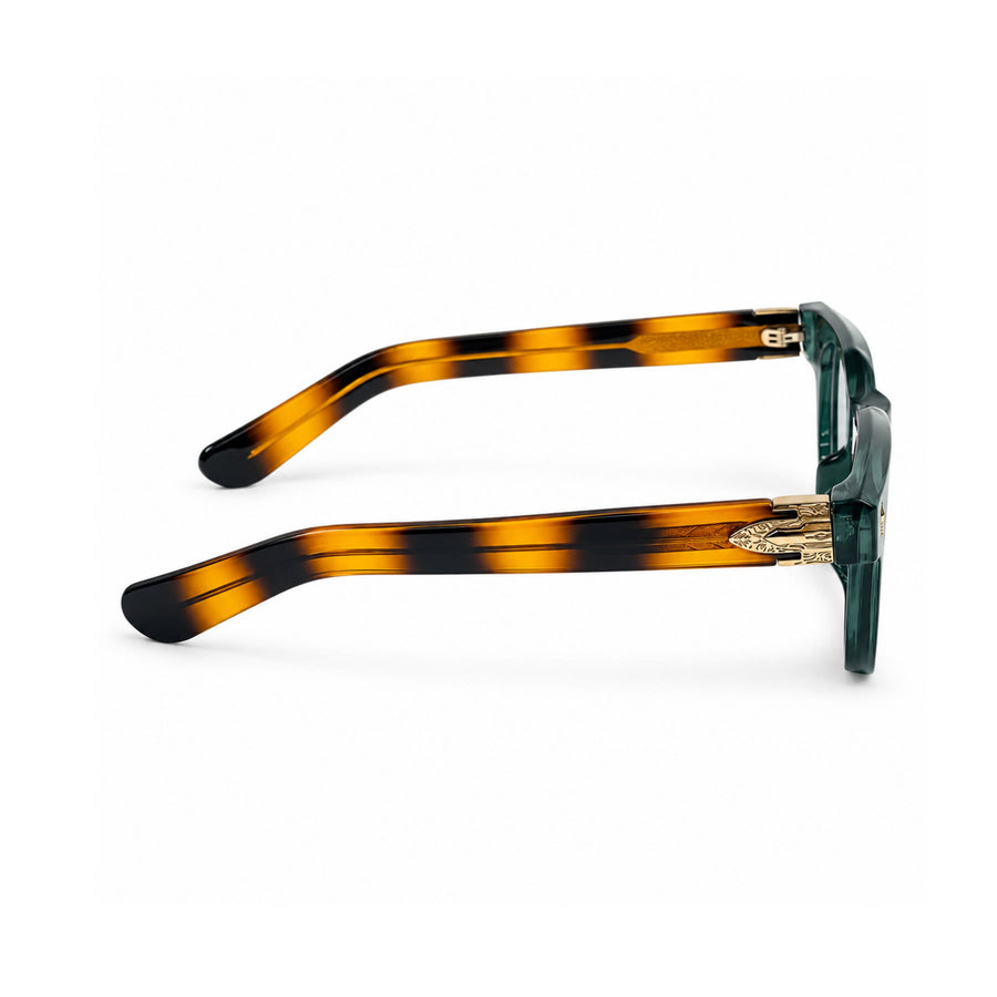 V004 VERLIN Round Optical Frame in Green Tortoise — side view