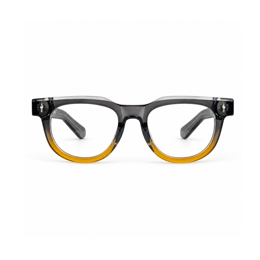 V004 VERLIN Round Optical Frame in Grey Amber — front view