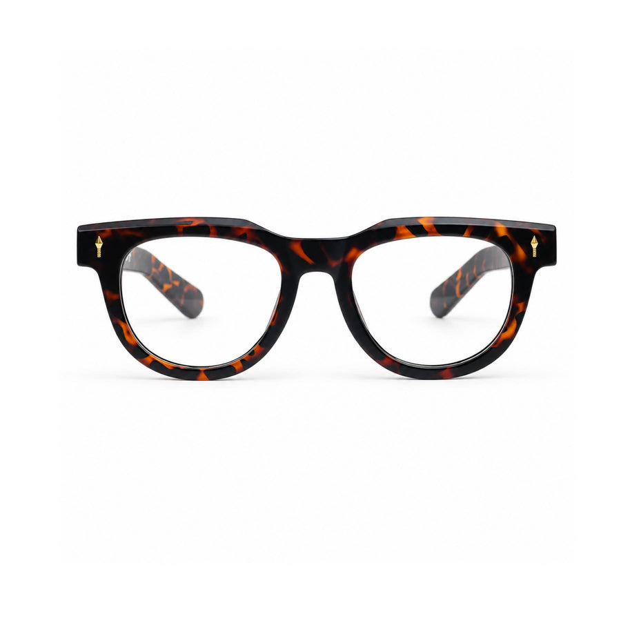 V004 VERLIN Round Optical Frame in Tortoise — front view