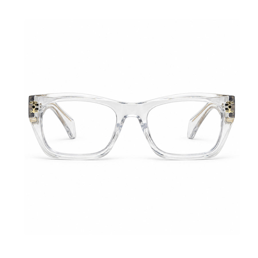 V005 VERLIN Rectangle Optical Frame in Crystal Clear — front view