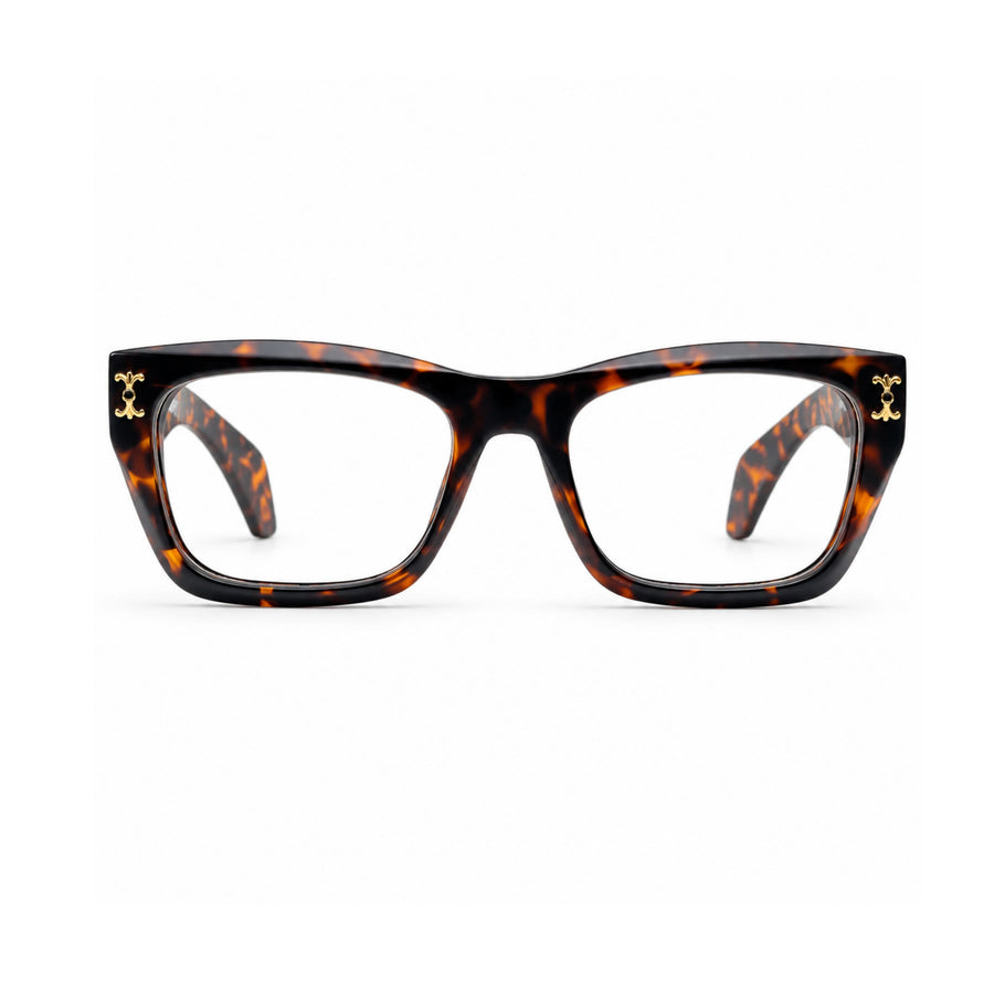 V005 VERLIN Rectangle Optical Frame in Tortoise — front view