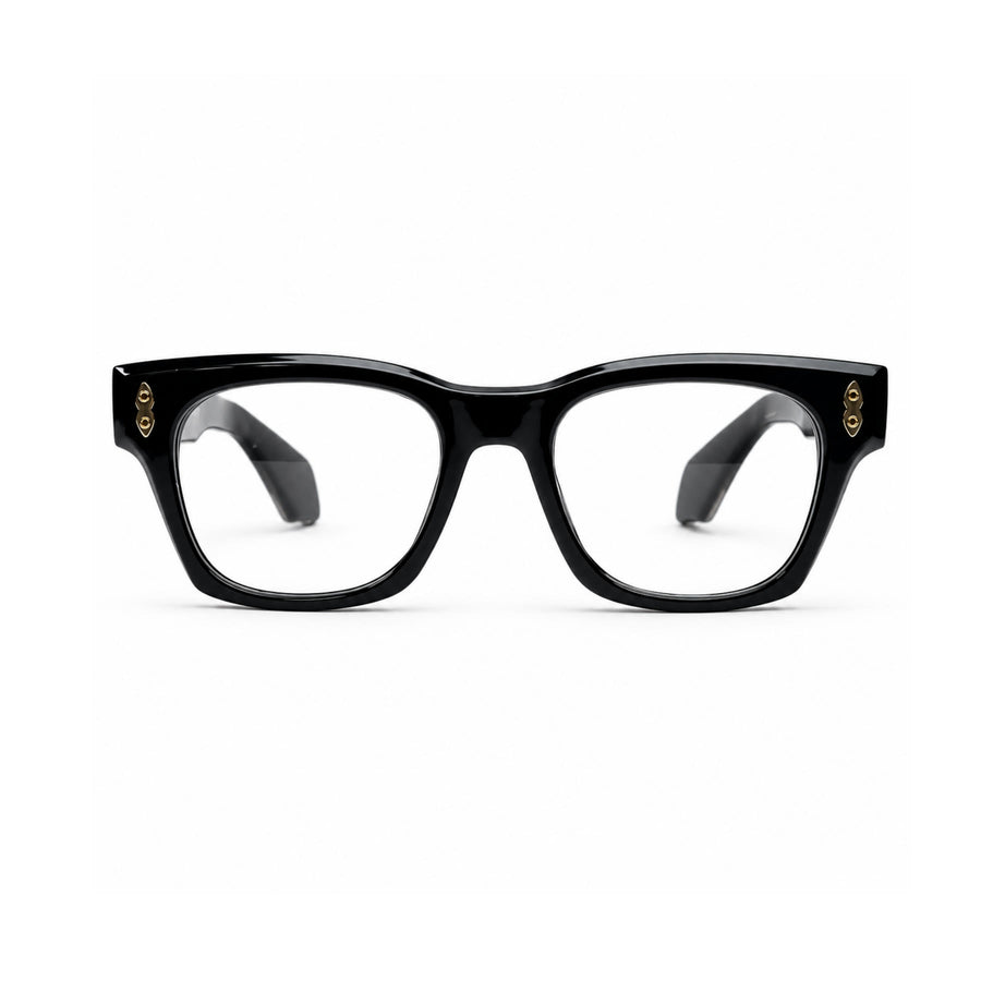 V006 VERLIN Square Optical Frame in Black Gold — front view