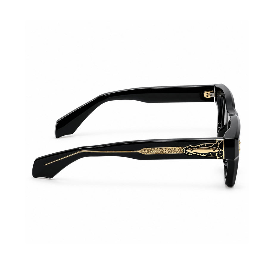 V006 VERLIN Square Optical Frame in Black Gold — side view