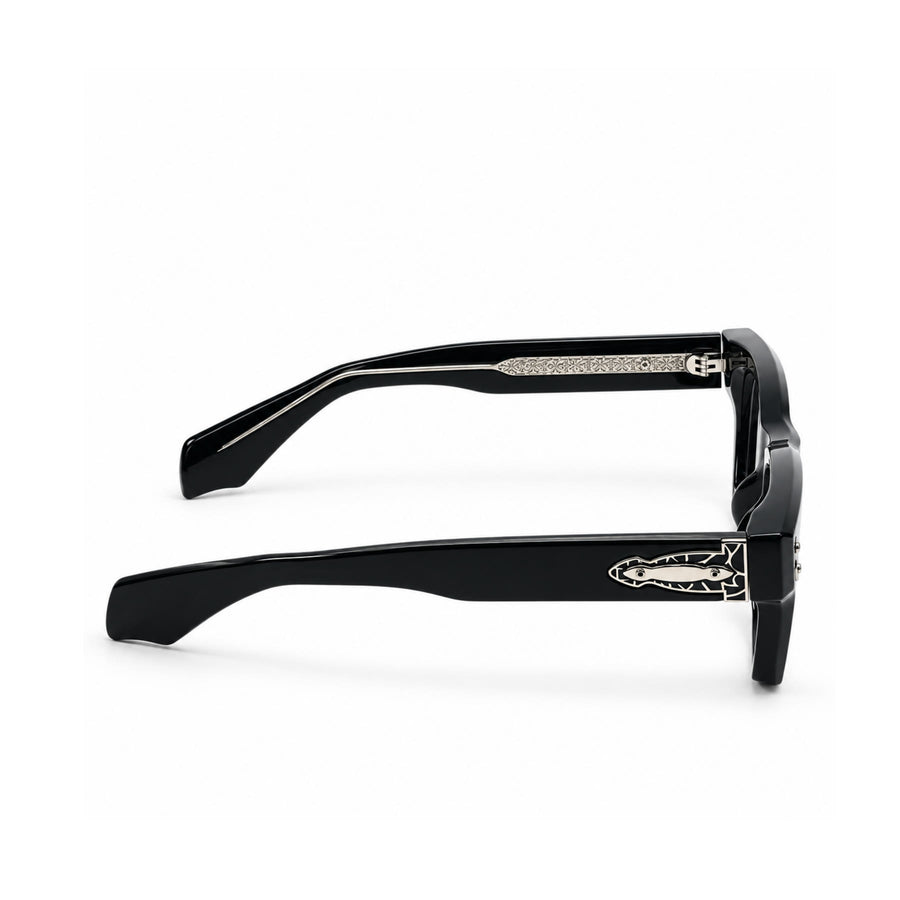 V006 VERLIN Square Optical Frame in Black Silver — side view