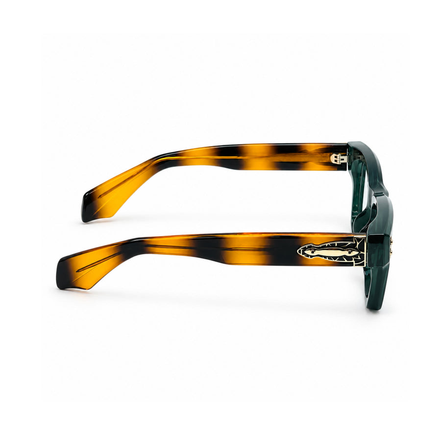 V006 VERLIN Square Optical Frame in Green Tortoise — side view