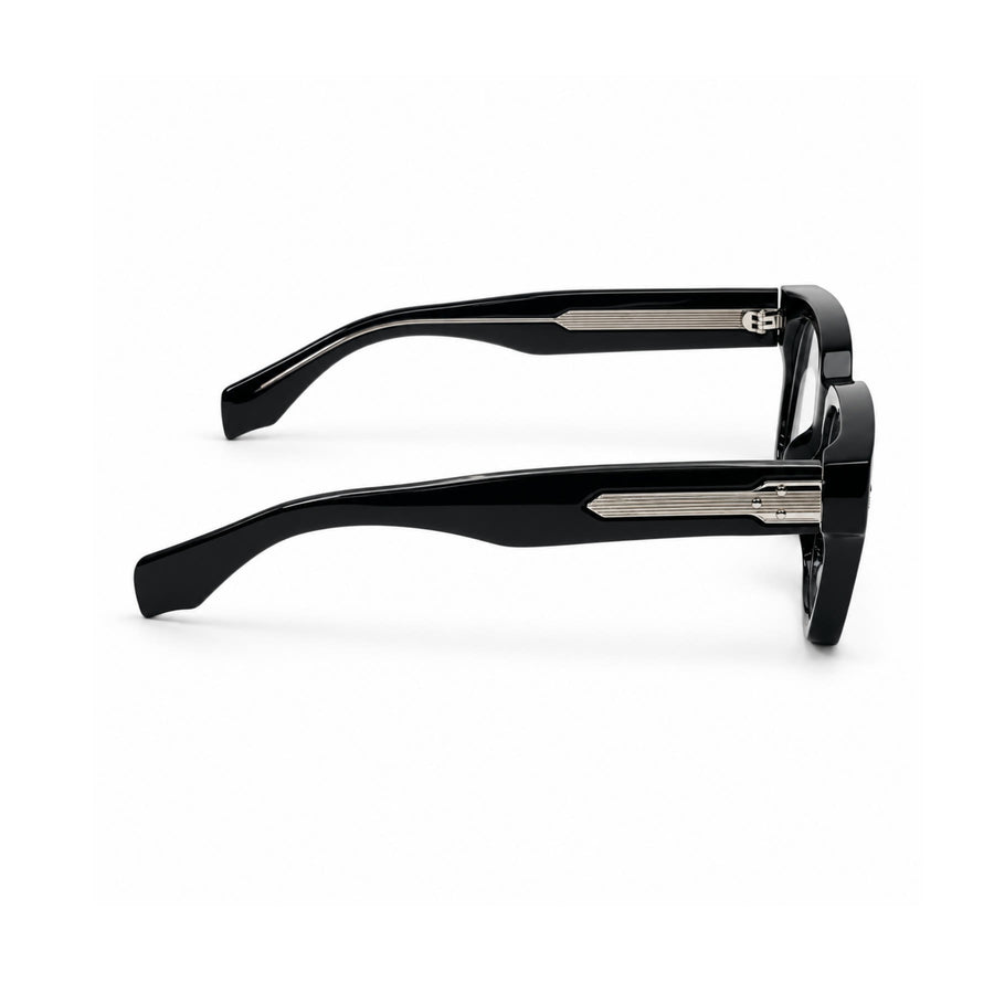 V007 VERLIN Square Optical Frame in Black Silver — side view