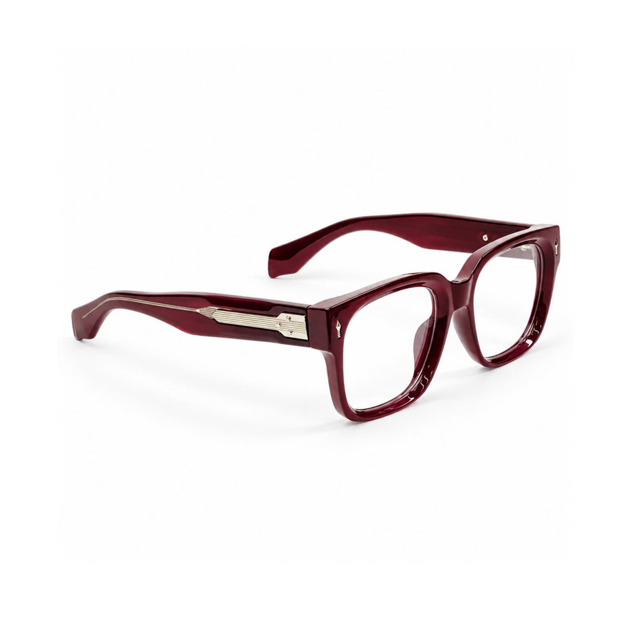 V007 VERLIN Square Optical Frame in Burgundy — three-quarter view (opposite side)