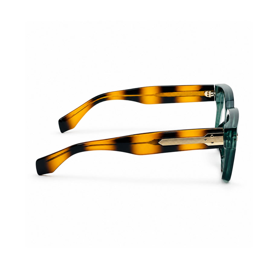 V007 VERLIN Square Optical Frame in Green Tortoise — side view