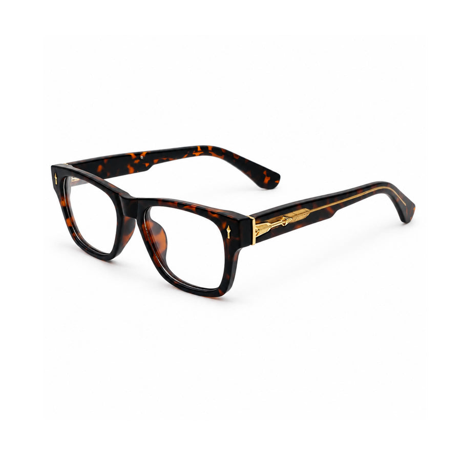 VM001 VERLIN Rectangle Optical Frame in Tortoise — three-quarter view
