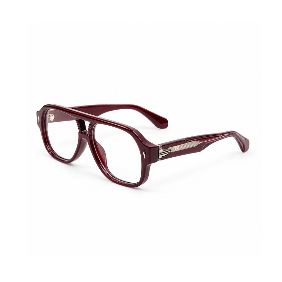 VM008 VERLIN Navigator Optical Frame in Burgundy — three-quarter view