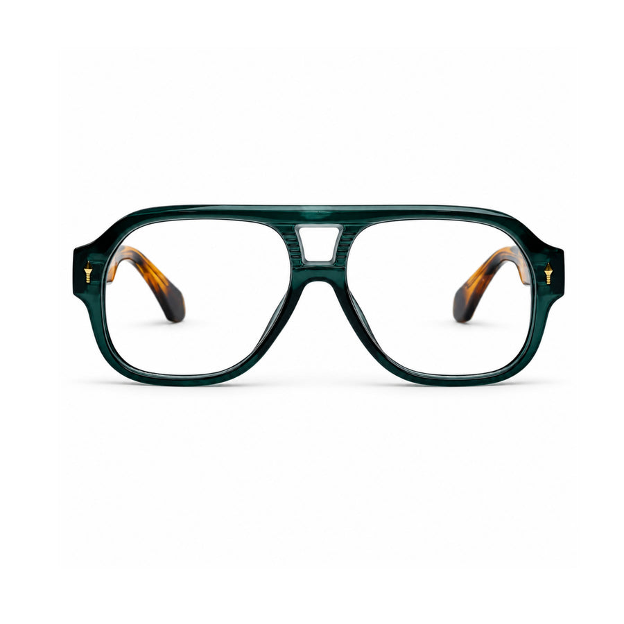 VM008 VERLIN Navigator Optical Frame in Green Tortoise — front view
