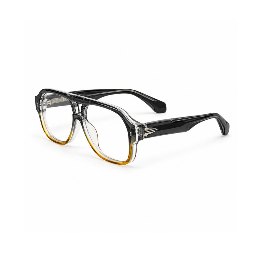 VM008 VERLIN Navigator Optical Frame in Grey Amber — three-quarter view
