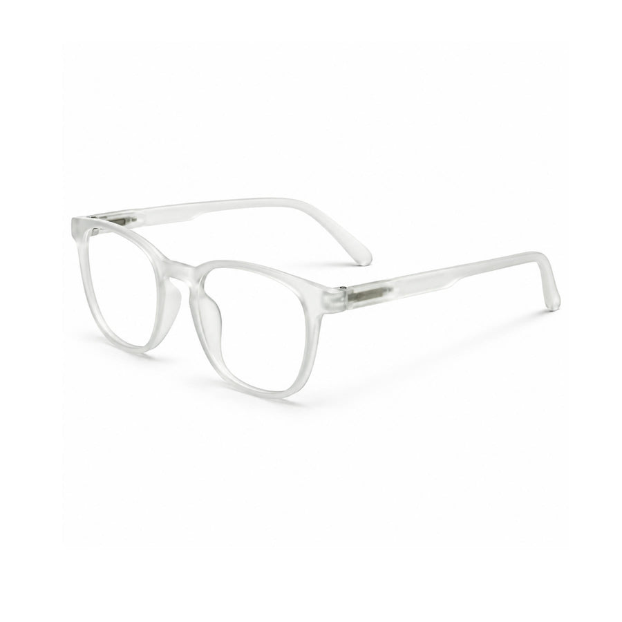 Basics 2802 Rounded Square Optical Frame in Clear — three-quarter view