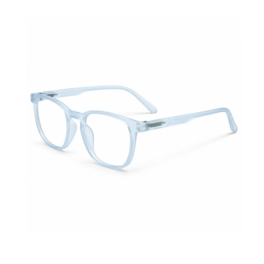 Basics 2802 Rounded Square Optical Frame in Ice Blue — three-quarter view