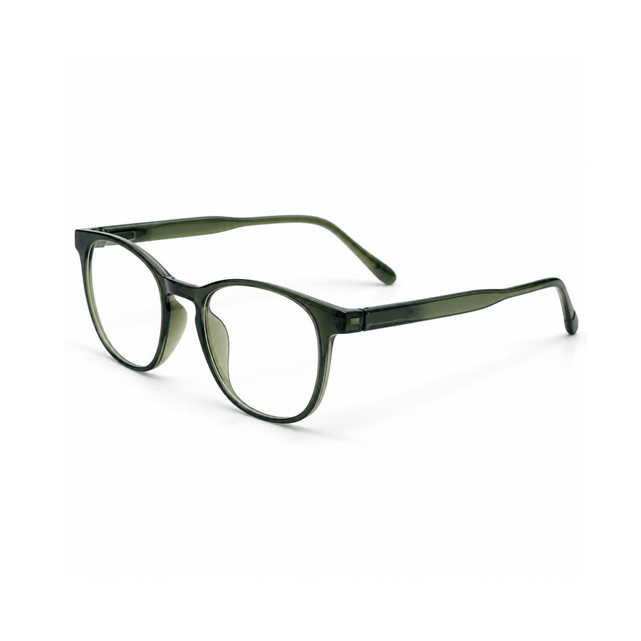 Basics 2802 Rounded Square Optical Frame in Olive Green — three-quarter view