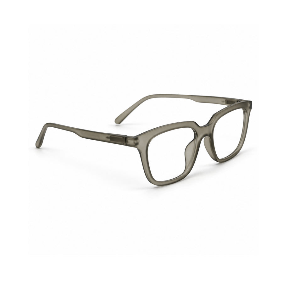 Basics Neo 2815 Square Optical Frame in Khaki Grey — three-quarter view (opposite side)